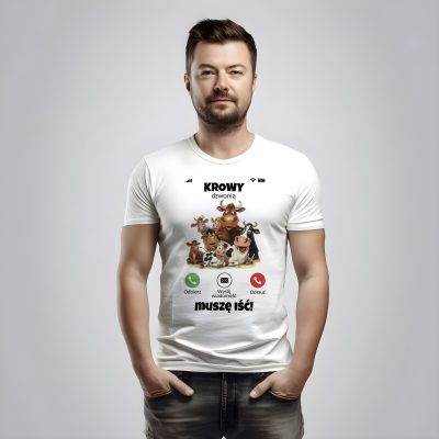 Krowy dzwonią, muszę iść- koszulka z krowa