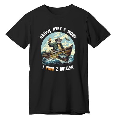 Ratuję ryby z wody i piwo z butelek – koszulka dla wędkarza śmieszna