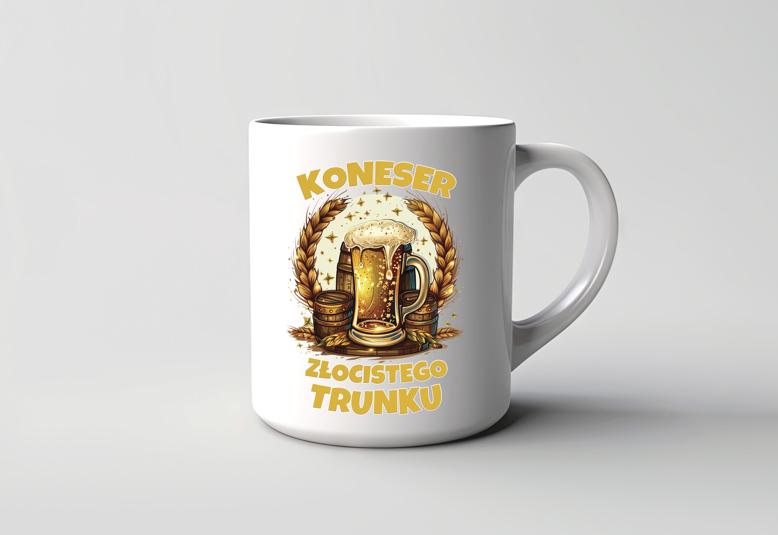 Kubek Koneser złocistego trunku