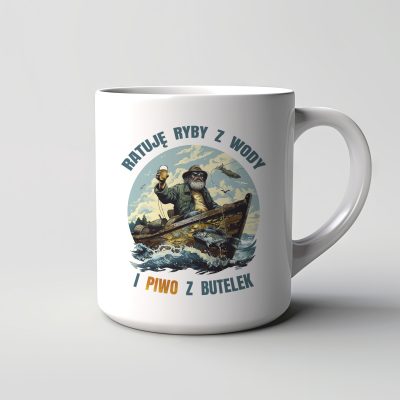 Kubek Ratuję ryby z wody i piwo z butelek