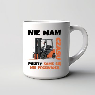 Kubek Palety same się nie przewiozą wózek widłowy